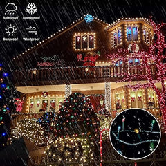 300-LED Christmas String Lights, Transparent Cord, Multi-color + Warm White, 9 Modes with Timer Remote, Indoor/Outdoor image 5