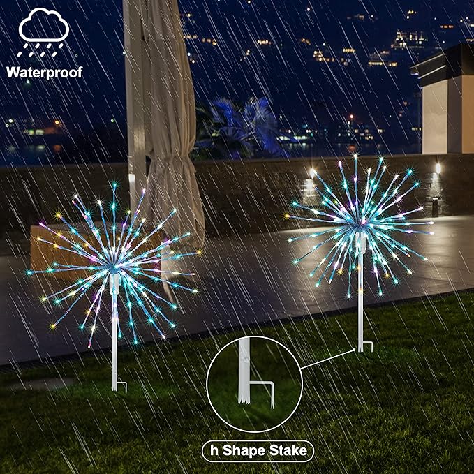 24IN White Frame Starburst Firework Light with 160 RGB LEDs, Indoor/Outdoor Decoration image 5