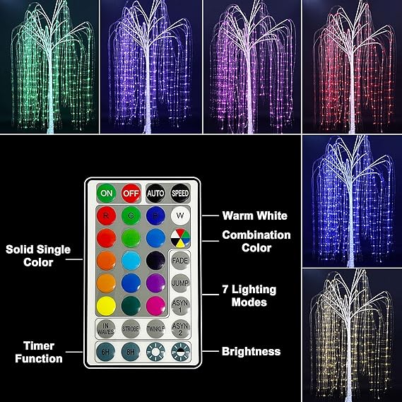 6ft Lighted Willow Tree, Multicolor image 3