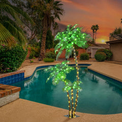 Lighted 6FT Gorgeous Palm Tree 3-Trunk Artificial Palm Tree 203LED Lights for Decoration Outdoor and Indoors Tiki Bar Christmas Patio Pool image 3
