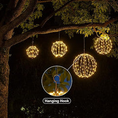 20IN Brown Frame Light Ball, 200 Warm White LEDs, Foldable Metal Frame, Indoor/Outdoor Garden Decoration image 9