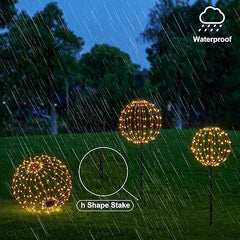 10IN White Frame Light Ball, 48 Warm White LEDs, Foldable Metal Frame, Indoor/Outdoor Garden Decoration image 6