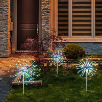 Starburst Light Lighted Ball LED Firework Lights White Twinkle Hanging Ball Dual-use for Patio Walkway Pathway Decoration Indoor/Outdoor