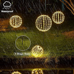 16IN White Frame Light Ball, 128 Warm White LEDs, Foldable Metal Frame, Indoor/Outdoor Garden Decoration image 5