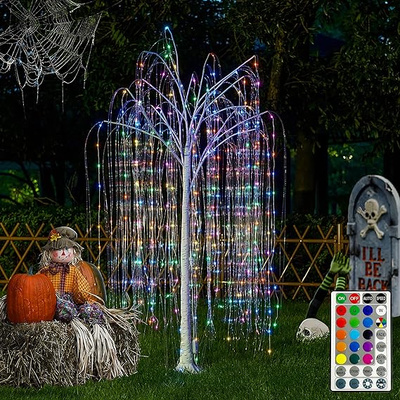 6ft Lighted Willow Tree, Multicolor
