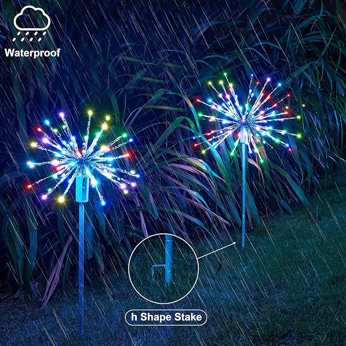 24IN Silver Frame Starburst Firework Light with 160 RGB LEDs, Indoor/Outdoor Decoration image 8