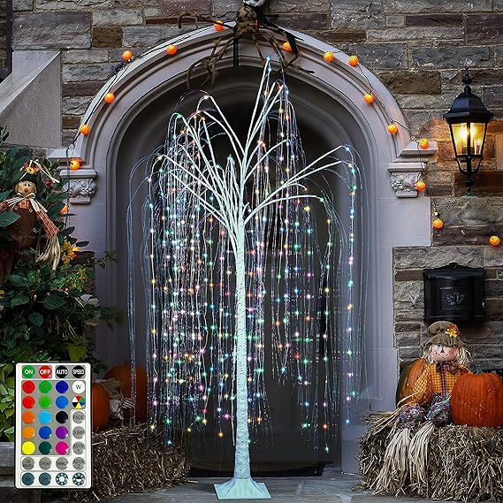 6ft Lighted Willow Tree, Multicolor image 8