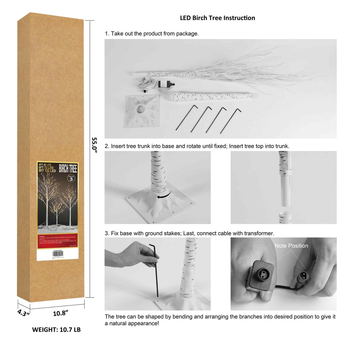 LIGHTSHARE LED Birch Tree Light Set - 4ft, 6ft, 8ft Trees with Warm White Lights - Indoor Outdoor Christmas Wedding Party Decorations (3-Pack) image 5