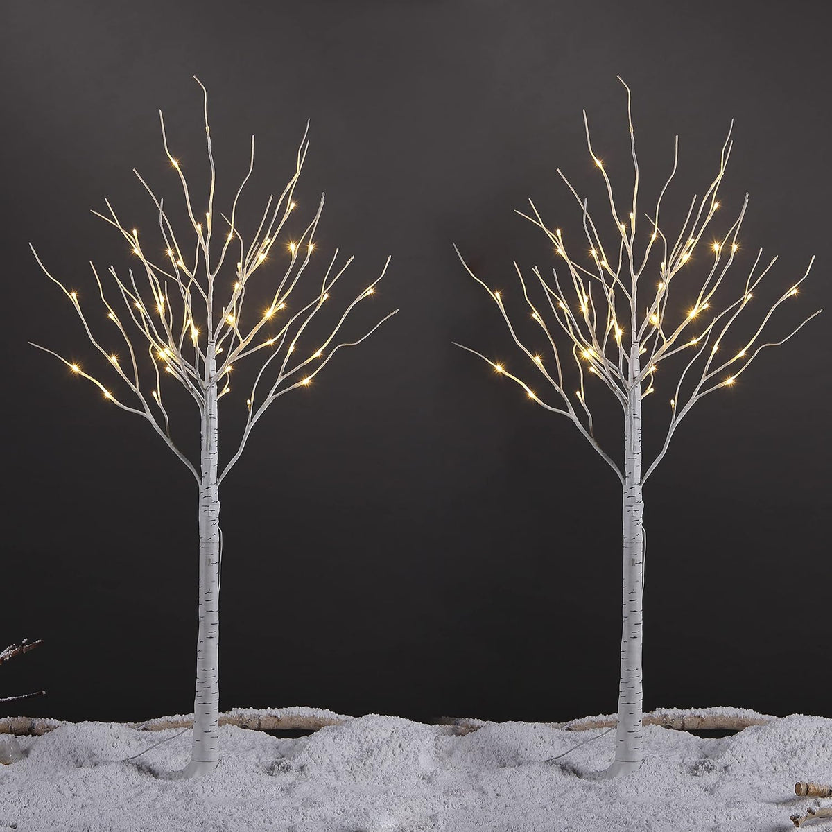4FT Birch Tree Light 2-Pack with 48 Warm White LEDs Each, Elegant Home Decoration for Events and Holidays image 1