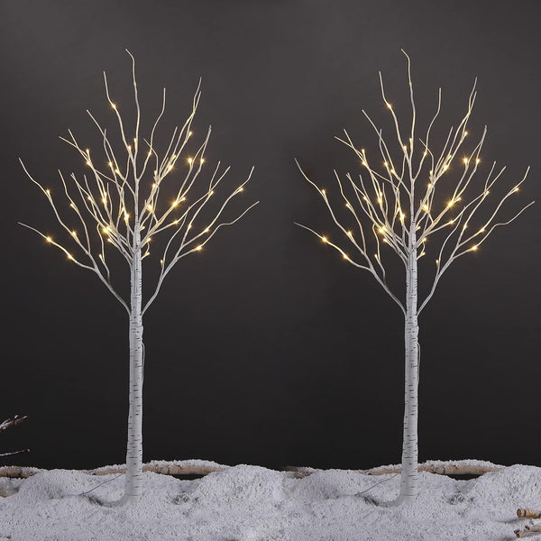 LIGHTSHARE 4 Feet 48L LED Birch Tree Lights, Pack of 2, Warm White, for Holiday Party and Christmas Decoration, Indoor and Outdoor Use