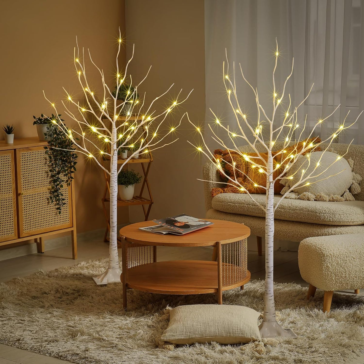4FT Birch Tree Light 2-Pack with 48 Warm White LEDs Each, Elegant Home Decoration for Events and Holidays image 3
