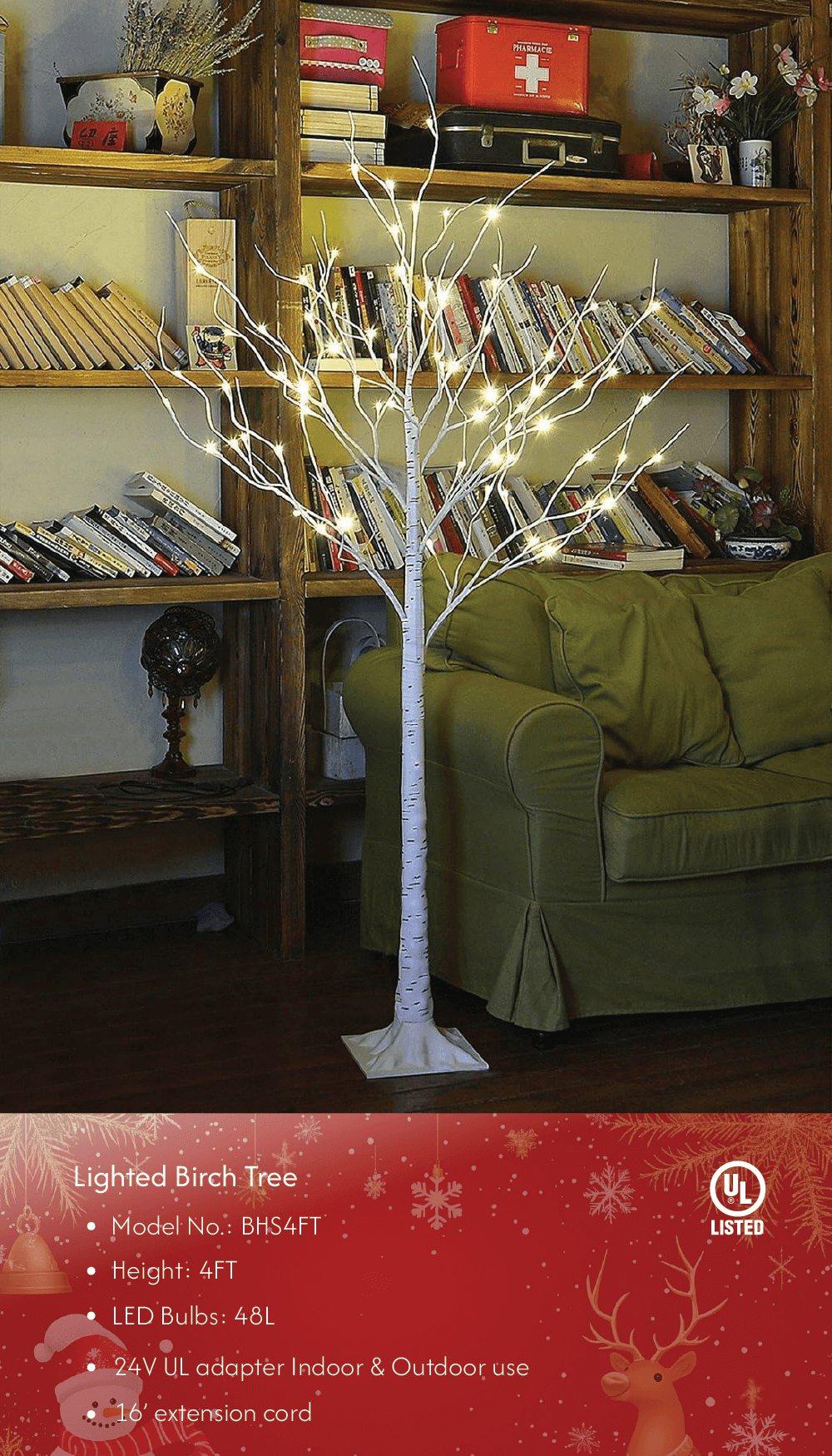 Birch Tree Lights Set for Christmas Decor, Weddings, and Gifts - Indoor & Outdoor Use image 1