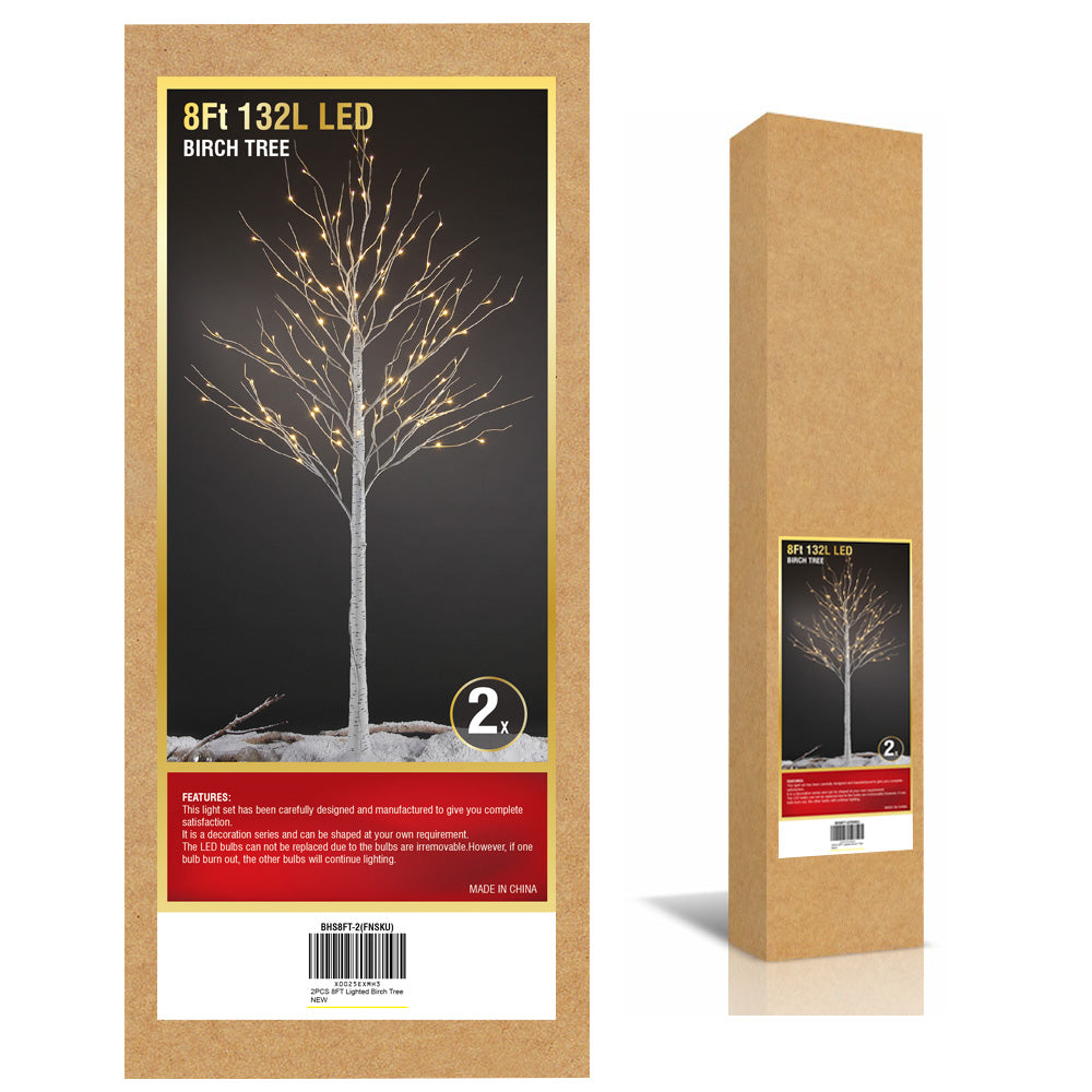 8FT Birch Tree Light with 132 Warm White LEDs, Elegant Home Decoration for Events and Holidays image 3