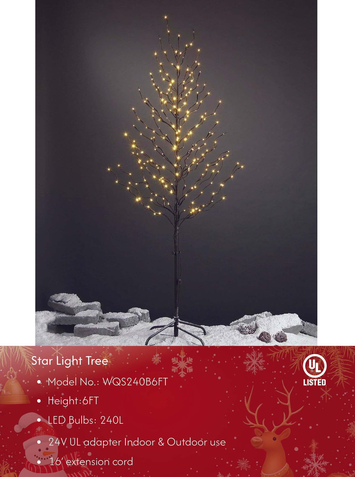 Star Light Trees, 3ft 5ft and 6ft, Warm White, Decorative Christmas Tree Lights Holiday Party Wedding, Indoor and Outdoor Use, Warm White image 1