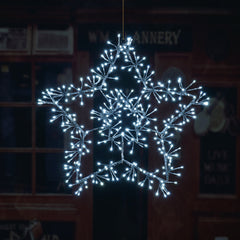 36IN Silver Frame Star Light with Cold White LEDs, Indoor/Outdoor Holiday Decoration image 2