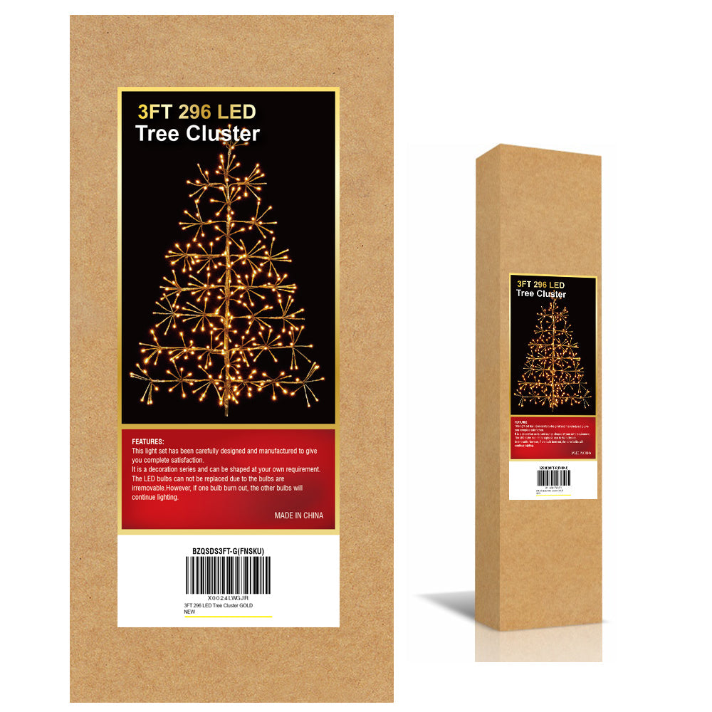 3FT Gold Finish Artificial Christmas Tree Light with Warm White LEDs, Indoor/Outdoor Holiday Decoration image 7