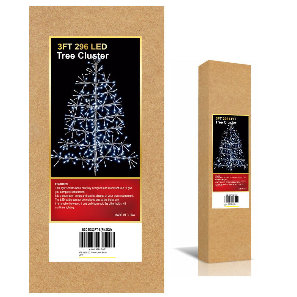 3FT Silver Finish Artificial Christmas Tree Light with Cold White LEDs, Indoor/Outdoor Holiday Decoration image 7