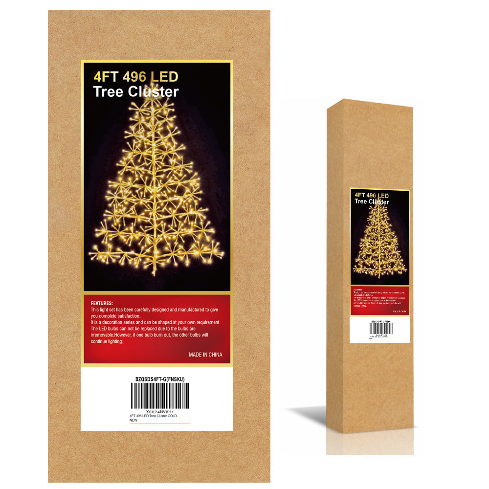 4FT Gold Finish Artificial Christmas Tree Light with Warm White LEDs, Indoor/Outdoor Holiday Decoration image 8