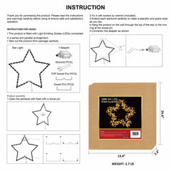 24IN Gold Frame Star Light with Warm White LEDs, Indoor/Outdoor Holiday Decoration image 2