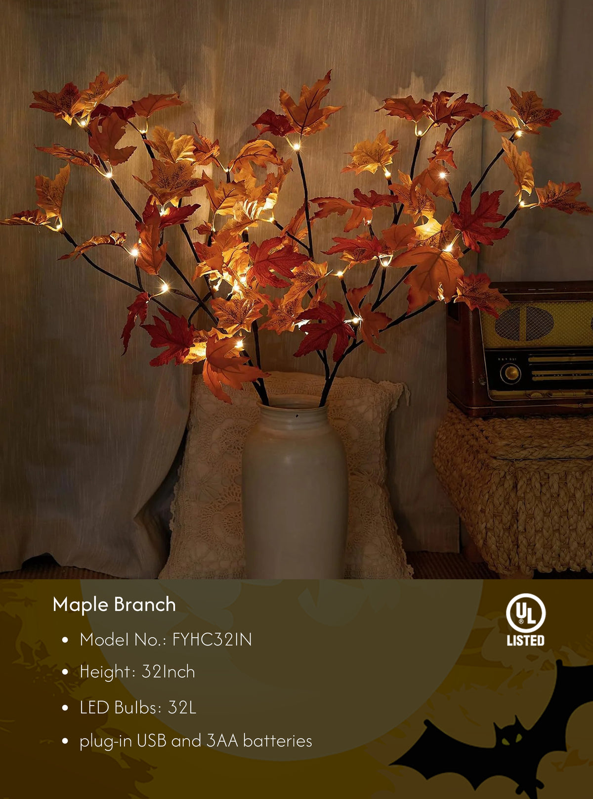 32IN Lighted Maple Branches