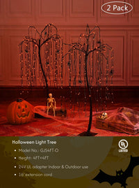 4-Foot Spooky Halloween Willow Tree with Spiders, Pack of 2