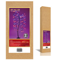 4FT Spooky Halloween Willow Tree 2-Pack with 160 Orange & Purple Mixed LEDs Each & Black Spiders, Indoor/Outdoor Decoration image 5