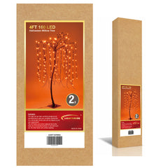 4FT Spooky Halloween Willow Tree 2-Pack with 160 Orange LEDs Each & Black Spiders, Indoor/Outdoor Decoration image 6