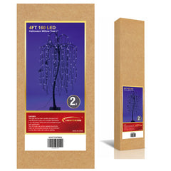 4FT Spooky Halloween Willow Tree 2-Pack with 160 Purple LEDs Each & Black Spiders, Indoor/Outdoor Decoration image 5