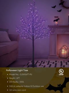6 Foot Spooky Black Glitter Halloween Willow Tree: Halloween Theme Decoration, Indoor and Outdoor image 1