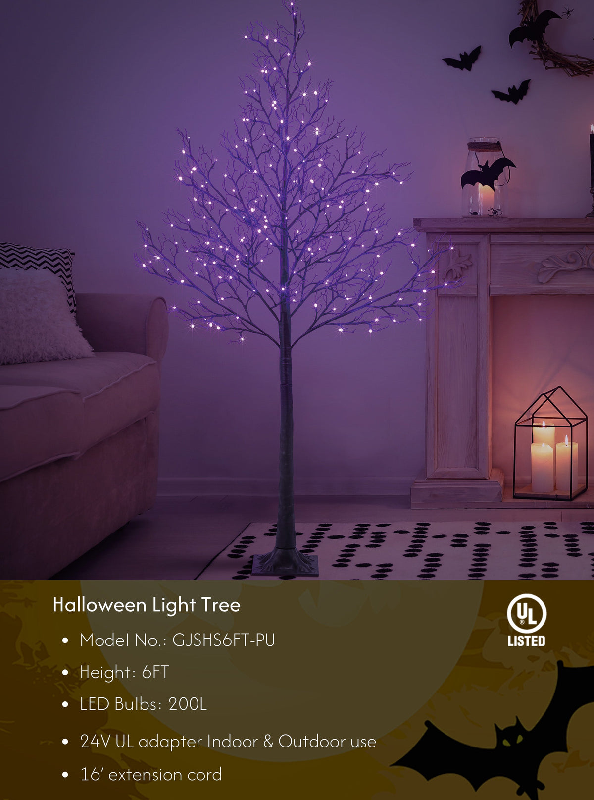 6 Foot Spooky Black Glitter Halloween Willow Tree: Halloween Theme Decoration, Indoor and Outdoor image 10