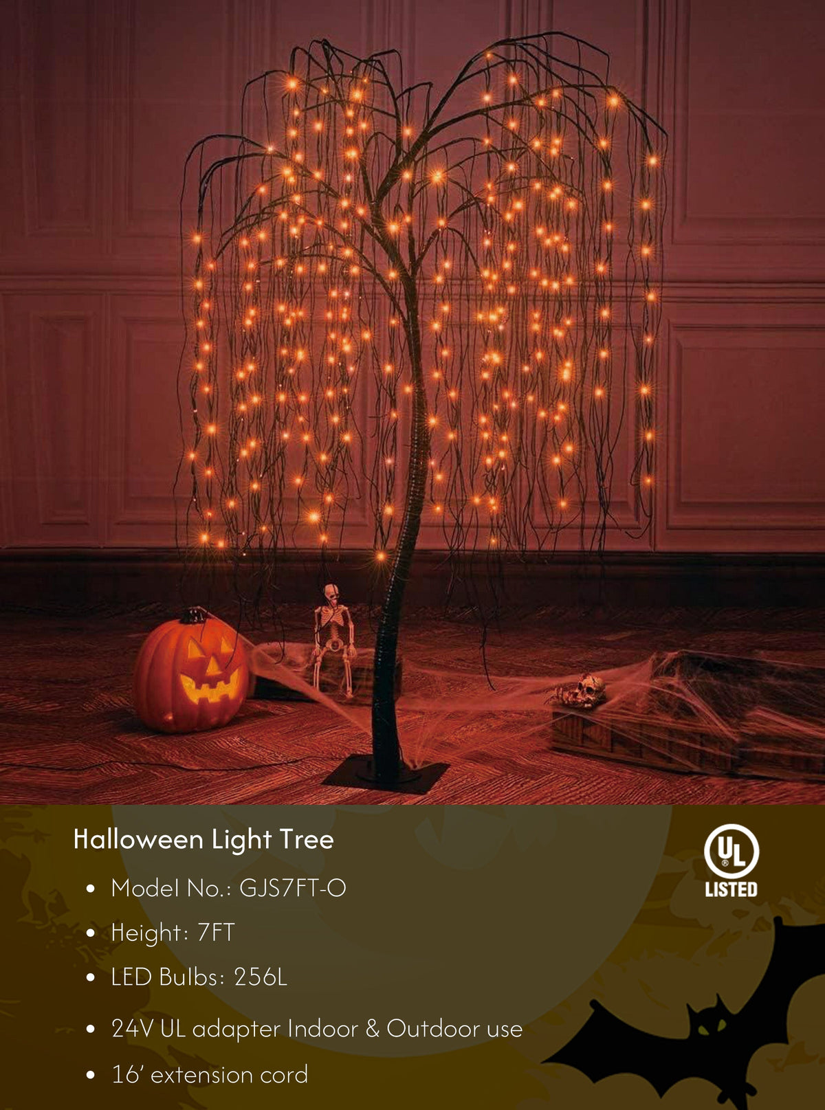 7-Foot Spooky Halloween Willow Tree with Spiders image 1