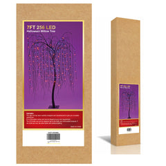 7FT Spooky Halloween Willow Tree with 256 Orange & Purple Mixed LEDs & Black Spiders, Indoor/Outdoor Decoration image 6