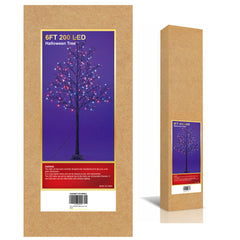 6FT Black Glitter Halloween Willow Tree with 200 Orange & Purple Mixed LEDs, Indoor/Outdoor Decoration image 5