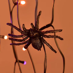 24IN Halloween Spooky Bonsai Tree with 80 Orange & Purple Mixed LEDs & Black Spiders, Indoor/Outdoor Decoration image 4