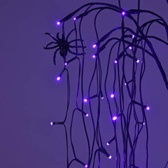 4FT Spooky Halloween Willow Tree 2-Pack with 160 Purple LEDs Each & Black Spiders, Indoor/Outdoor Decoration image 2