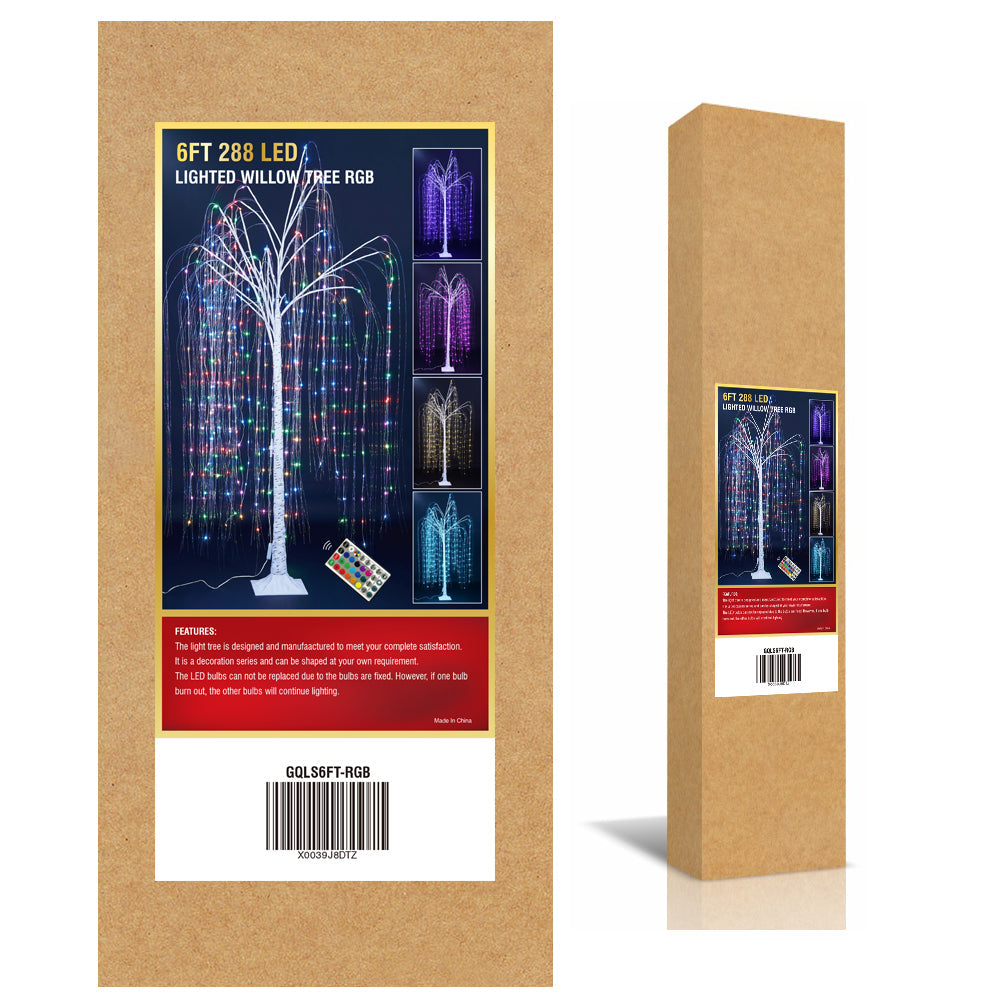 6ft Lighted Willow Tree, Multicolor image 9