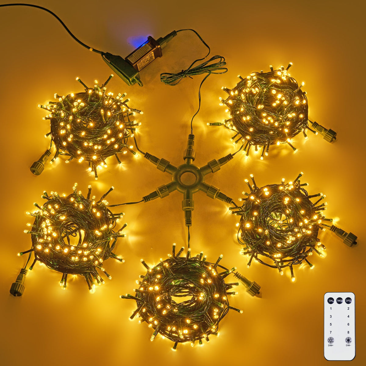 750-LED Christmas String Lights, Green Cord, Warm White, 8 Modes with Timer Remote, Indoor/Outdoor image 1