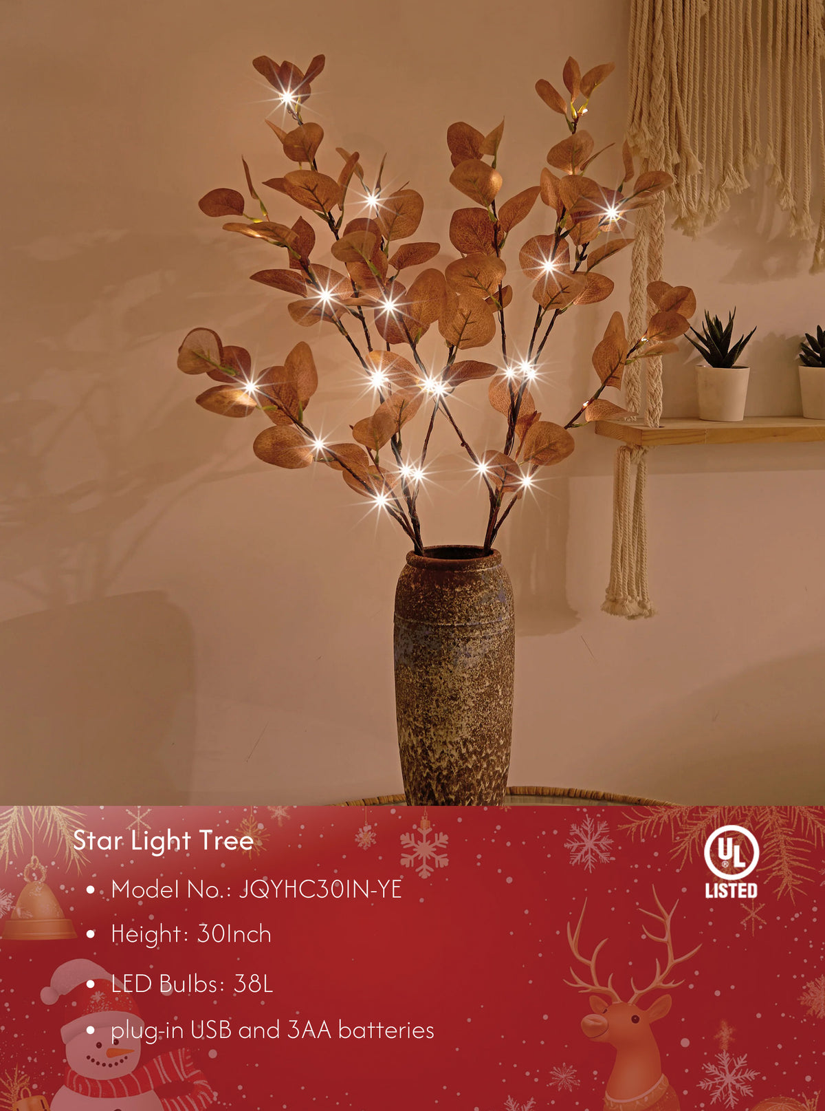 30IN Lighted Eucalyptus Twigs