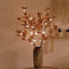 30IN Lighted Eucalyptus Twigs, Yellow Leaves with 38 Warm White LEDs, Elegant Home Decoration & Gift Idea image 1