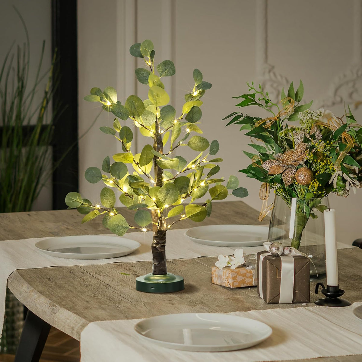24IN Lighted Eucalyptus Tree Lamp with Warm White LEDs image 1