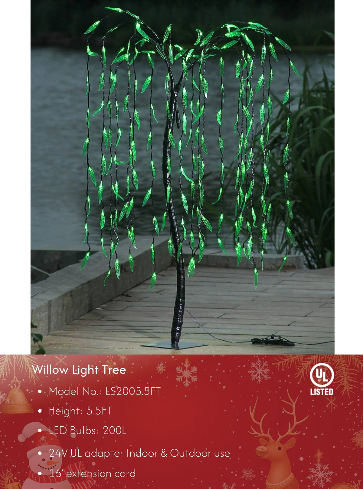 5.5ft Lighted Willow Tree image 1