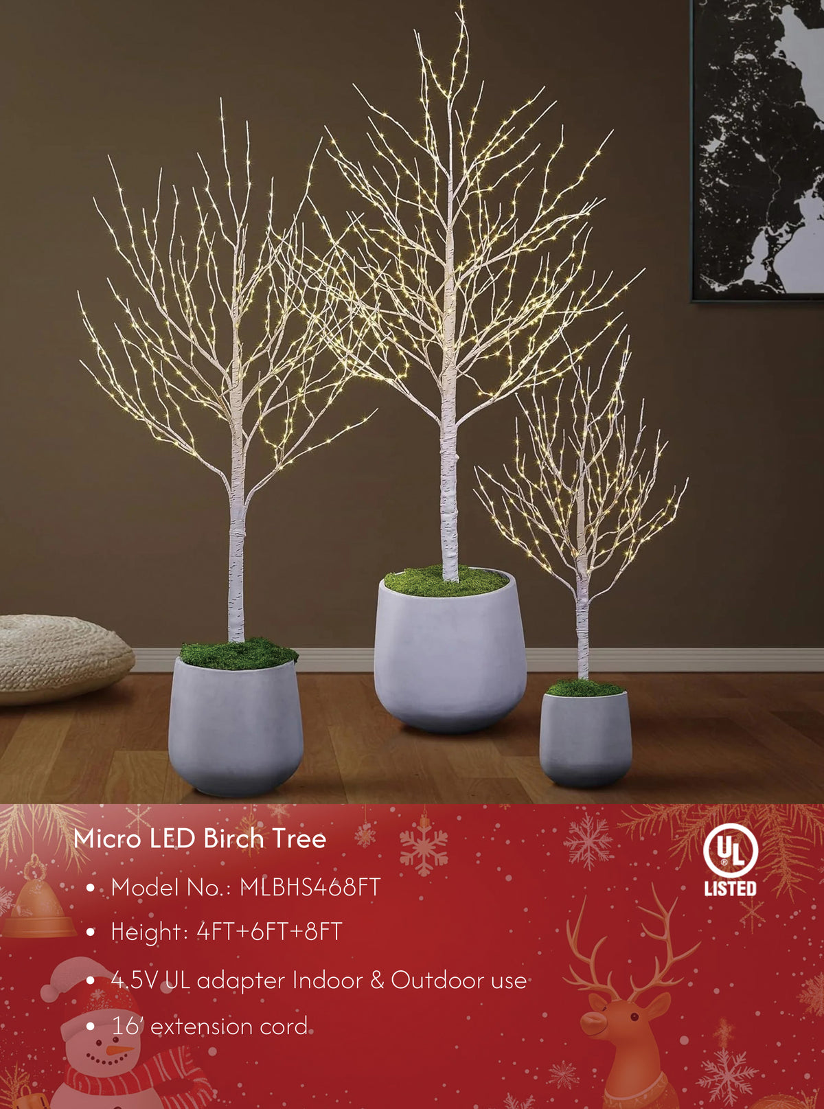 Lighted Birch Twig Tree with Fairy Lights