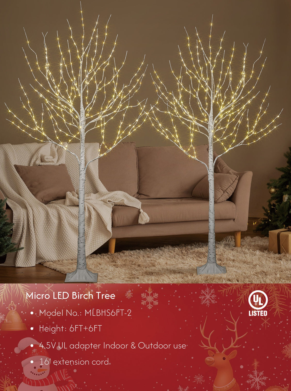 Lighted Birch Twig Tree with Fairy Lights image 1