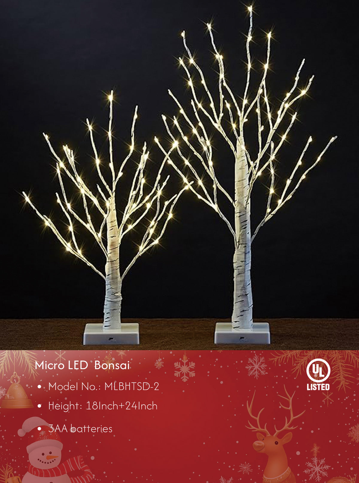18IN & 24IN LED Birch Tree Lamp, Pack of 2 image 3