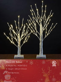 18IN & 24IN LED Birch Tree Lamp, Pack of 2