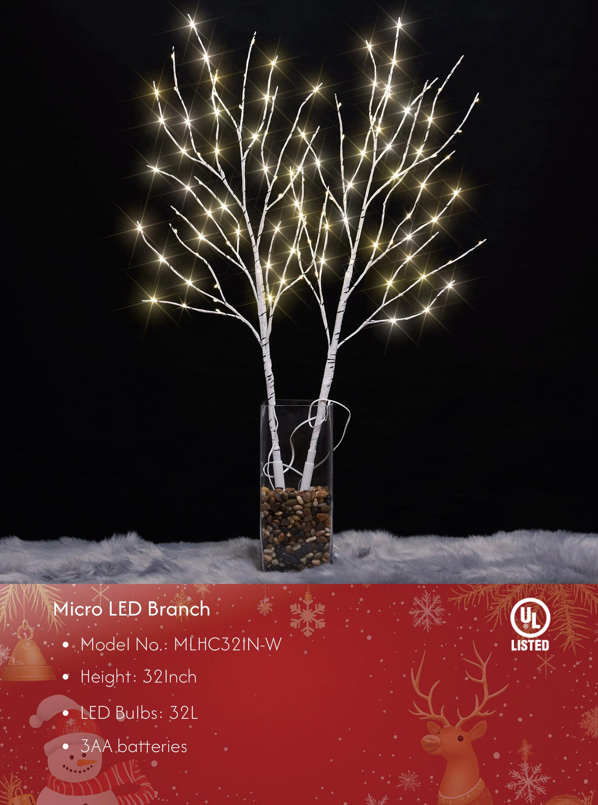 Lighted Artificial Birch Twigs - 32IN and 41IN Options Available image 1