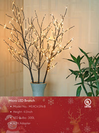 Lighted Artificial Birch Twigs - 32IN and 41IN Options Available