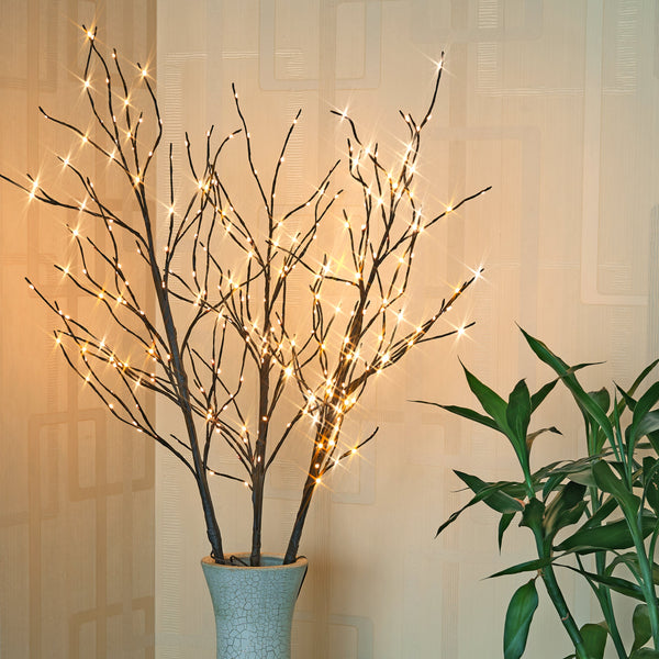 Lighted Artificial Birch Twigs, 41IN, Brown Finish
