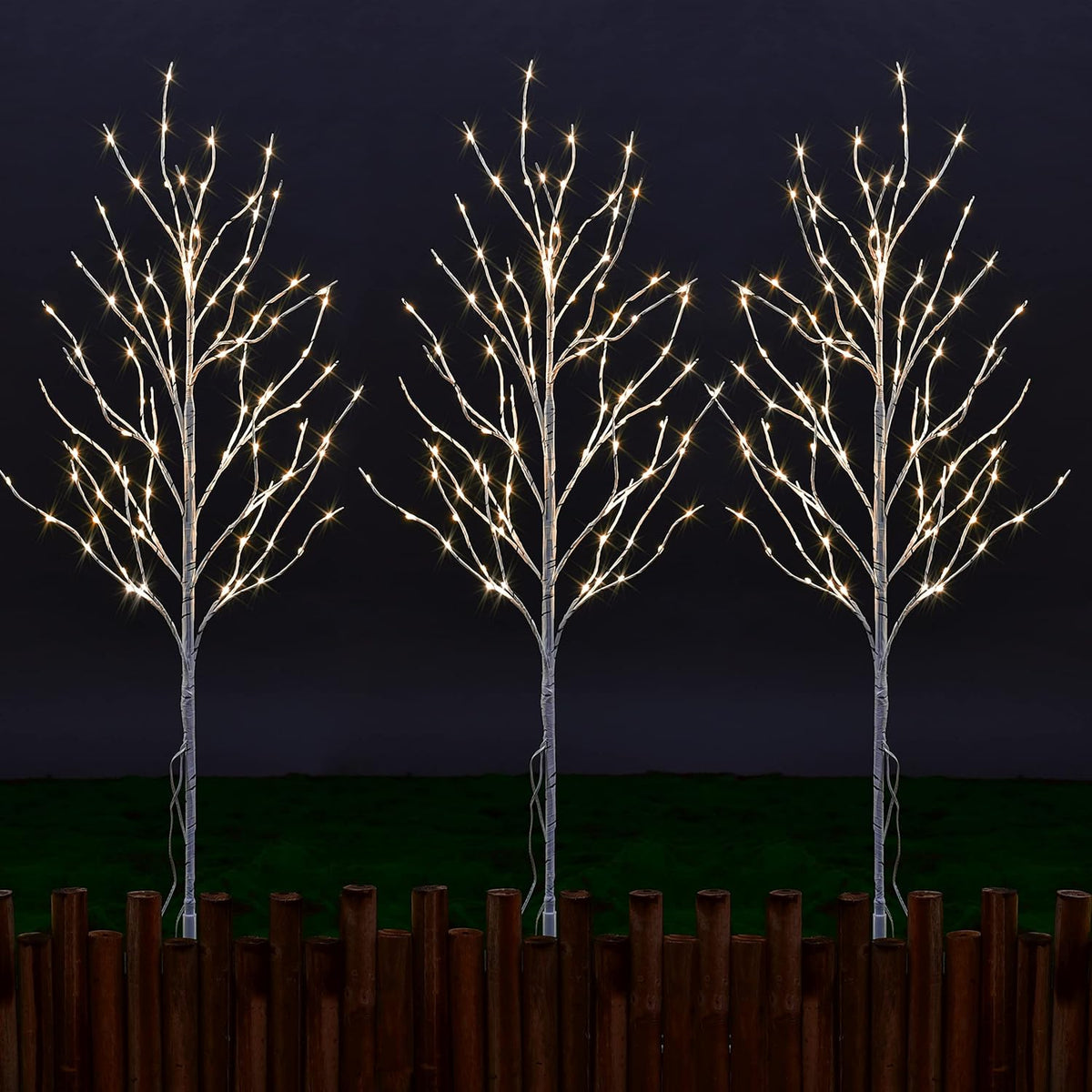 41IN White Finish Lighted Birch Twigs with Warm White LEDs image 5