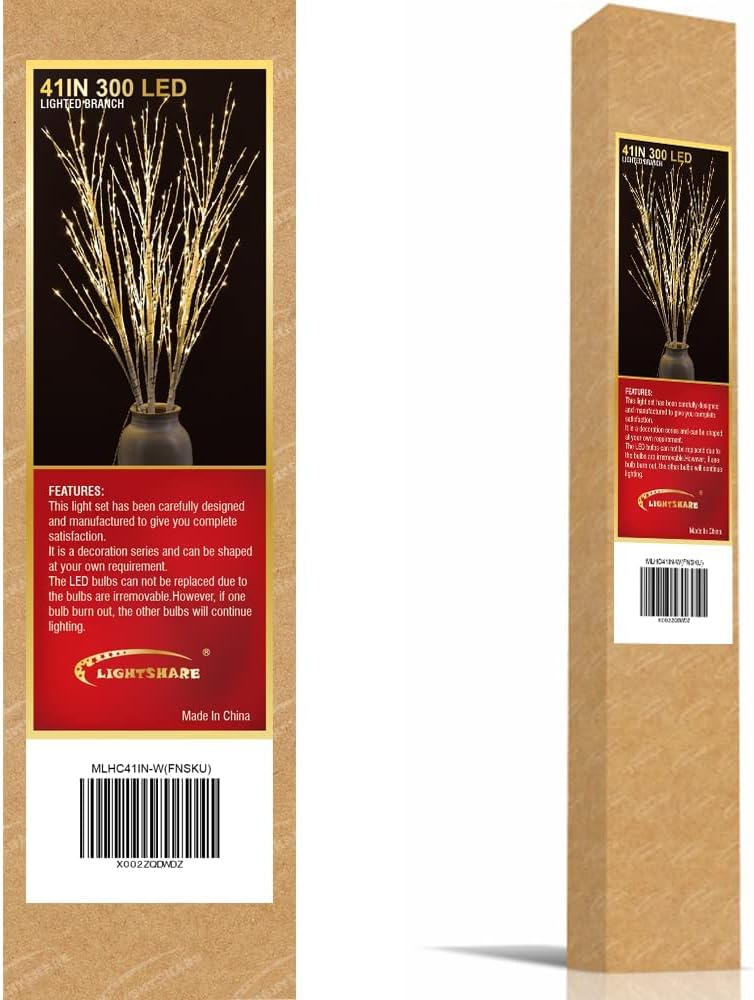41IN White Finish Lighted Birch Twigs with Warm White LEDs image 6